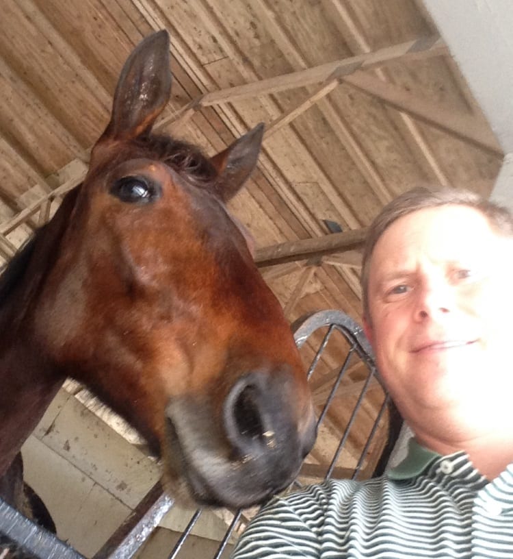 Just last month, Jim Switlyk took this selfie with Selfie Onthe Beach. On March 16, the two-year-old filly died in the barn fire at the South Florida Training Center | Courtesy Jim Switlyk