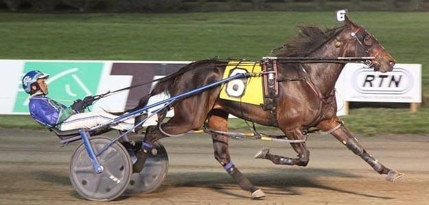 Blue Moon Stride (Andrew McCarthy) winning her $25,000 NJSS event May 28 at the Meadowlands | Mike Lizzi