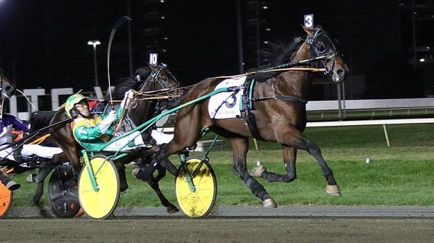 Tim Tetrick scored a natural Crown hat trick when he drove Bar Hopping to victory. | Michael Lisa