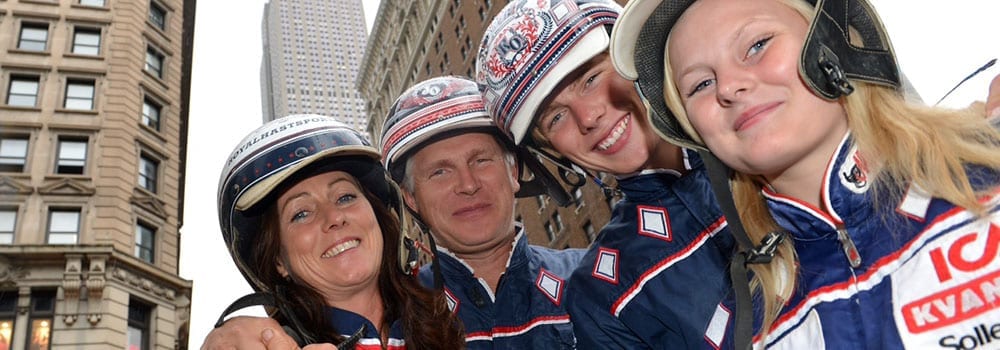 The Oscarsson family of Sweden (from left: Susanne, Jim, Kevin and Natalie) are hoping to take New York when Explosive de Vie contests Saturday's Yonkers International Trot. | OscarssonRacingStable.com