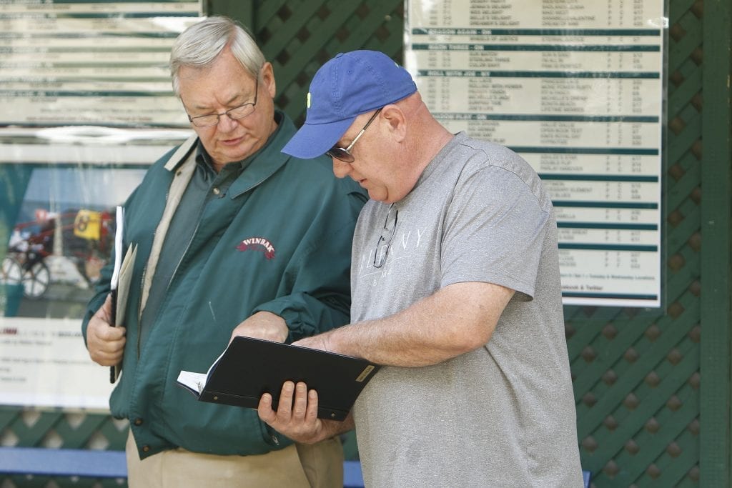 Winbak’s Joe Thomson (left) and owner John Fielding talk business. | Dave Landry