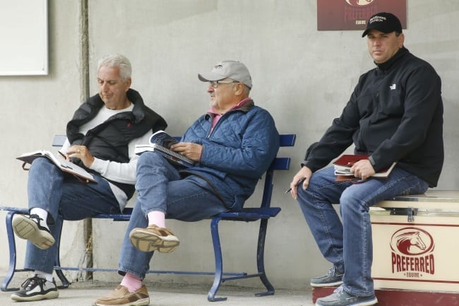 Myron Bell (centre) has teamed up with John Fodera (left), trainer Tony Alagna and others to form On The Deck Partners in the hopes of attracting new owners with the time, money and interest in trying something new. | Dave Landry