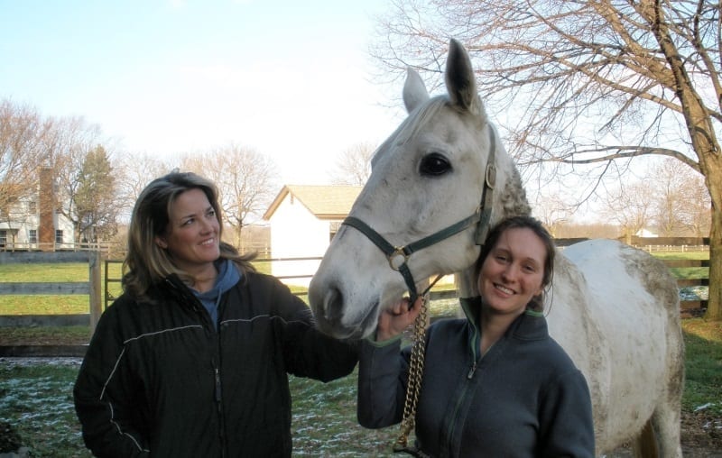 Dr. Patty Hogan (left), Keystone Wallis and the mare's savior Kate Miller. | Courtesy Dr. Patty Hogan