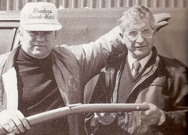 Trainer John Burns and Dr. Gordon Gilbertson, inventor of the Quick Hitch | CHRHF file photo