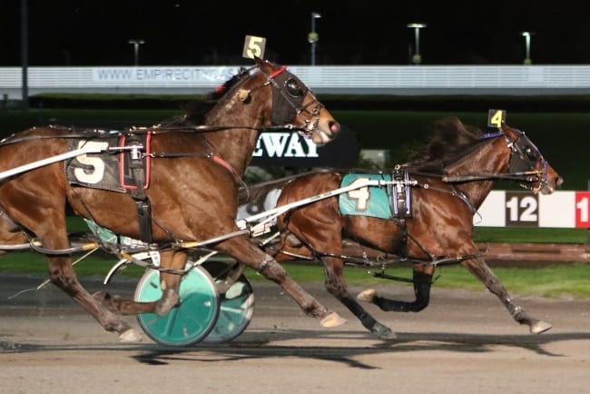 Dan Dube drove Keystone Velocity to a 1:51.2 victory in the $529,000 final of the 30th edition of the George Morton Levy at Yonkers | Mike Lizzi
