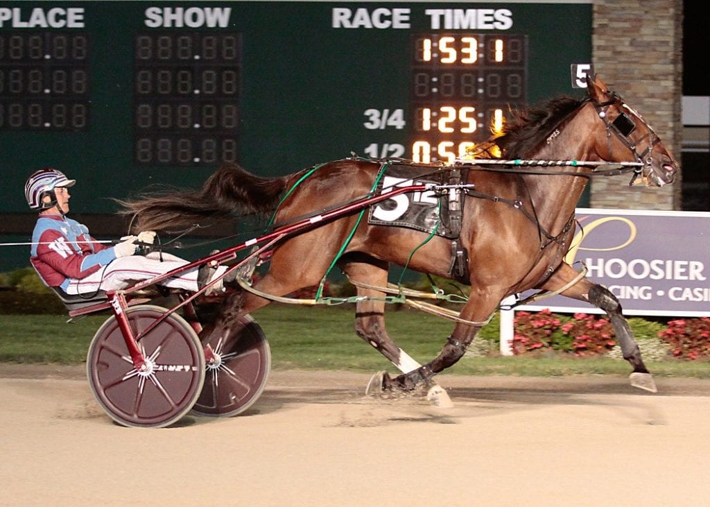 Undefeated Indiana-sired freshman pacing filly Dee Rocks and Sam Widger | Linscott Photography