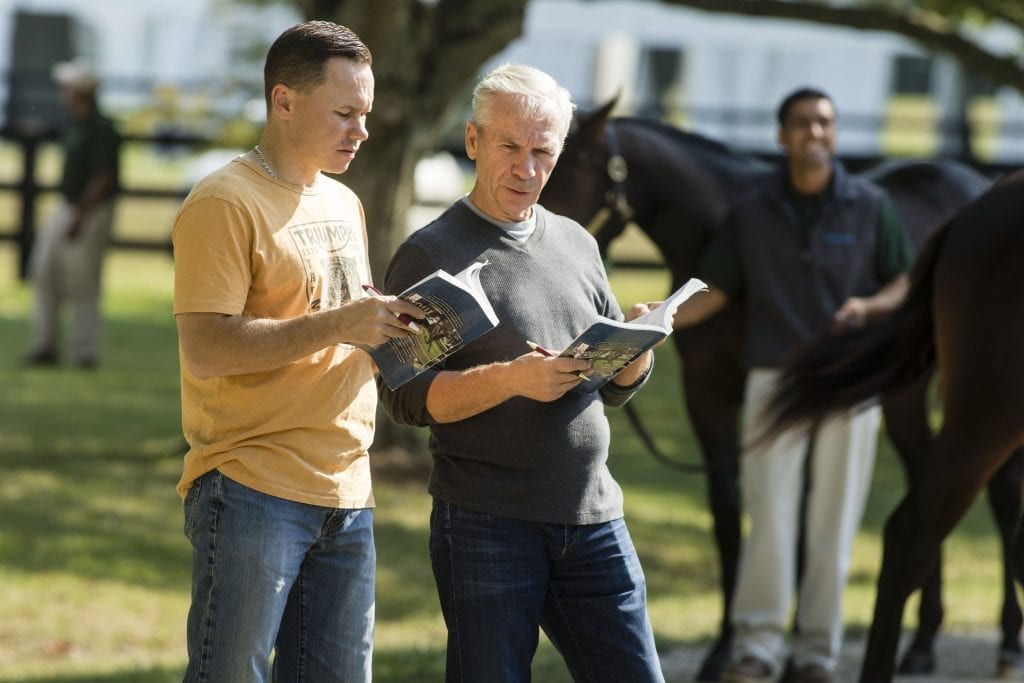Now retired from driving, Mike Lachance (right) spends much of his time working with his son, Patrick, including picking out yearlings at the sales | Dave Landry