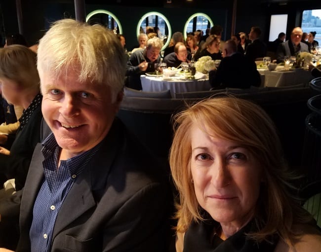 Trainer Jerry Riordan and his wife, Lisa, were part of the group of Yonkers International Trot participants and VIPs that enjoyed a lavish yacht cruise on the Hudson River on Thursday evening | Michael Rooney