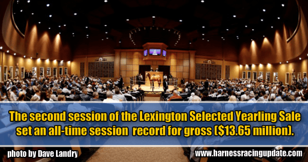 The second session of the Lexington Selected Yearling Sale  set an all-time session  record for gross ($13.65 million).