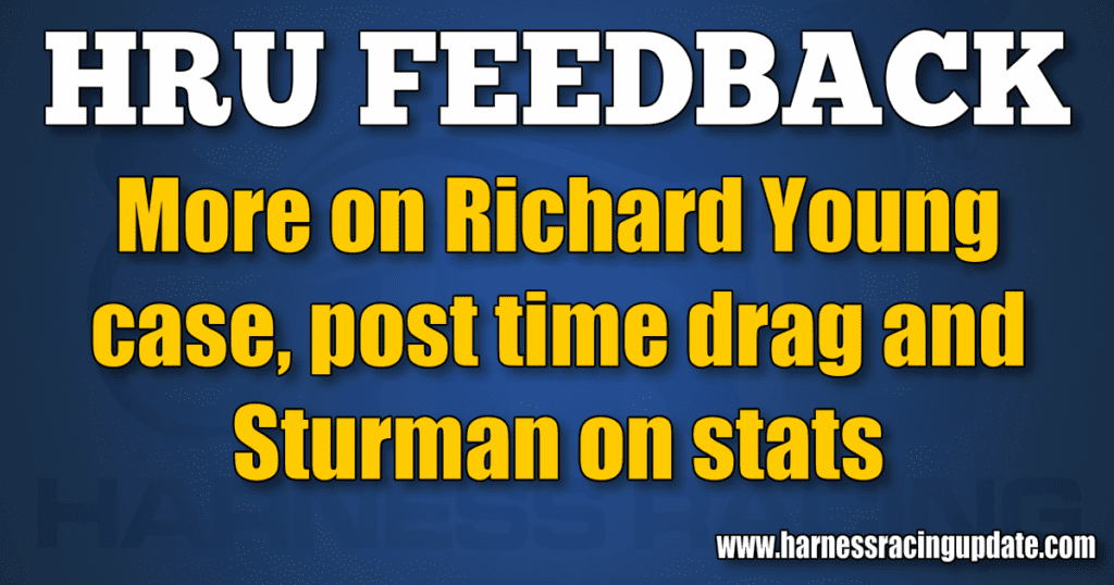 More on Richard Young case, post time drag and Sturman on stats