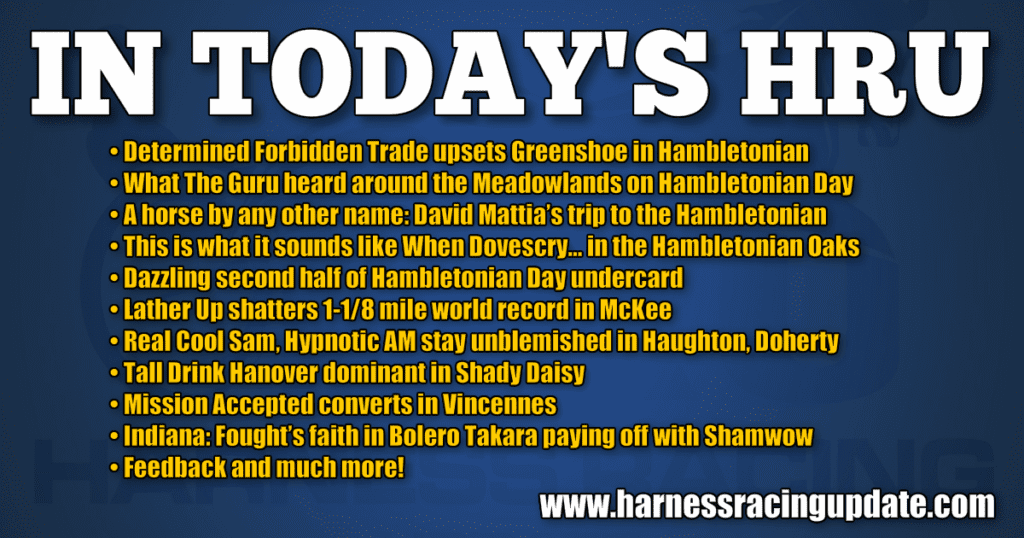 Determined Forbidden Trade upsets Greenshoe in Hambletonian Determined Forbidden Trade upsets Greenshoe in Hambletonian