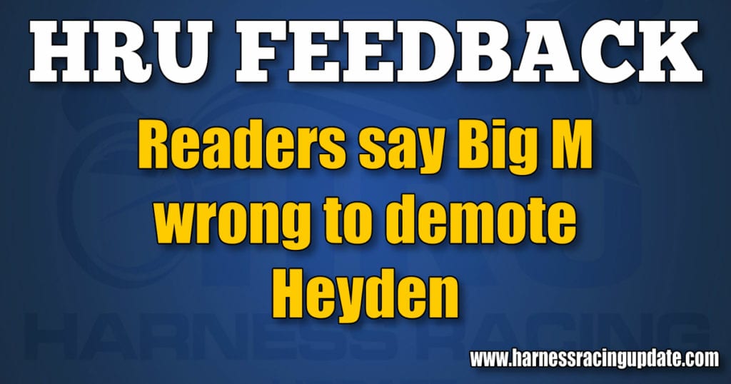 Readers say Big M wrong to demote Heyden