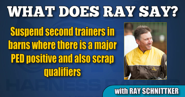 Suspend second trainers in barns where there is a major PED positive and also scrap qualifiers