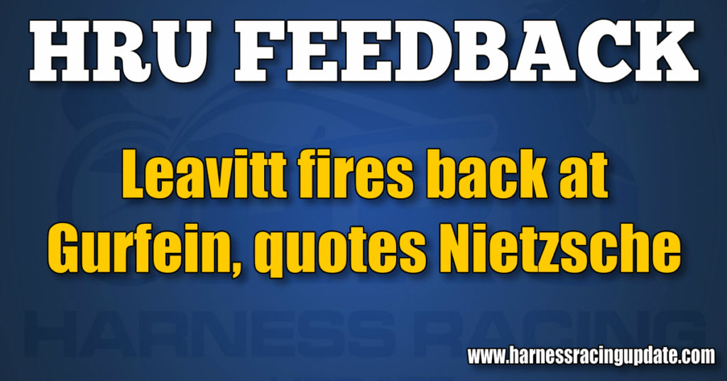 Leavitt fires back at Gurfein, quotes Nietzsche