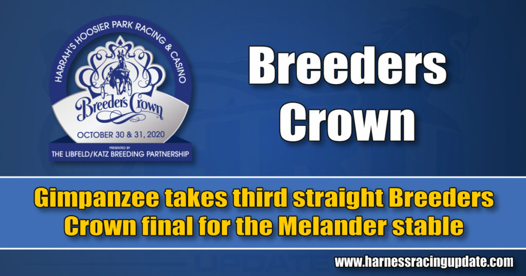 Gimpanzee takes third straight Breeders Crown final for the Melander stable