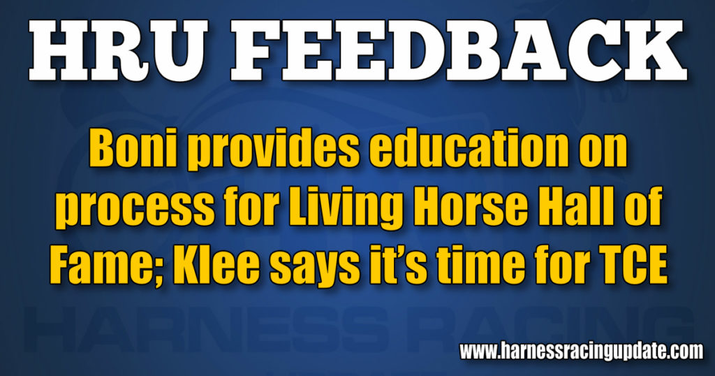 Boni provides education on process for Living Horse Hall of Fame; Klee says it’s time for TCE