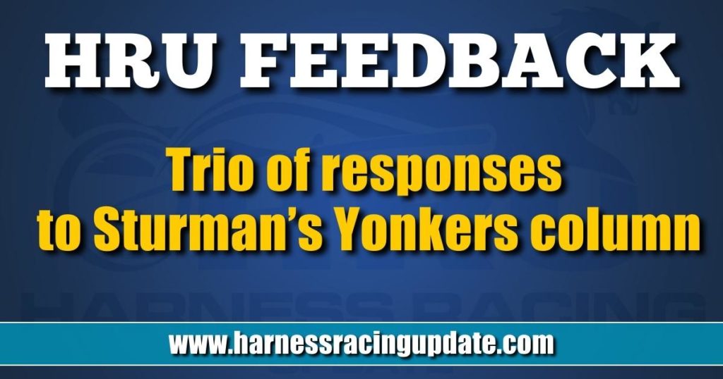 Trio of responses to Sturman’s Yonkers column