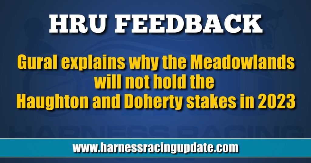 Gural explains why the Meadowlands will not hold the Haughton and Doherty stakes in 2023