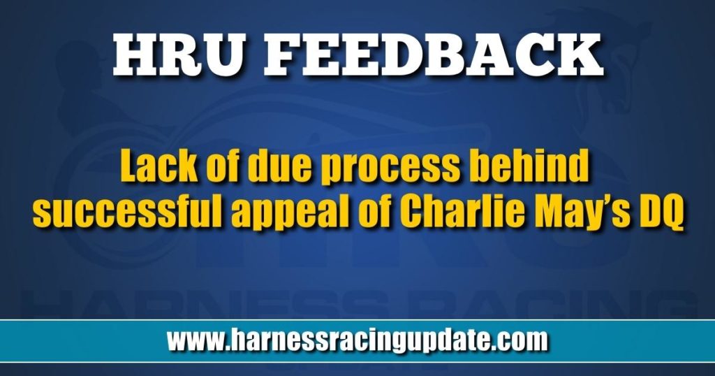 Lack of due process behind successful appeal of Charlie May’s DQ